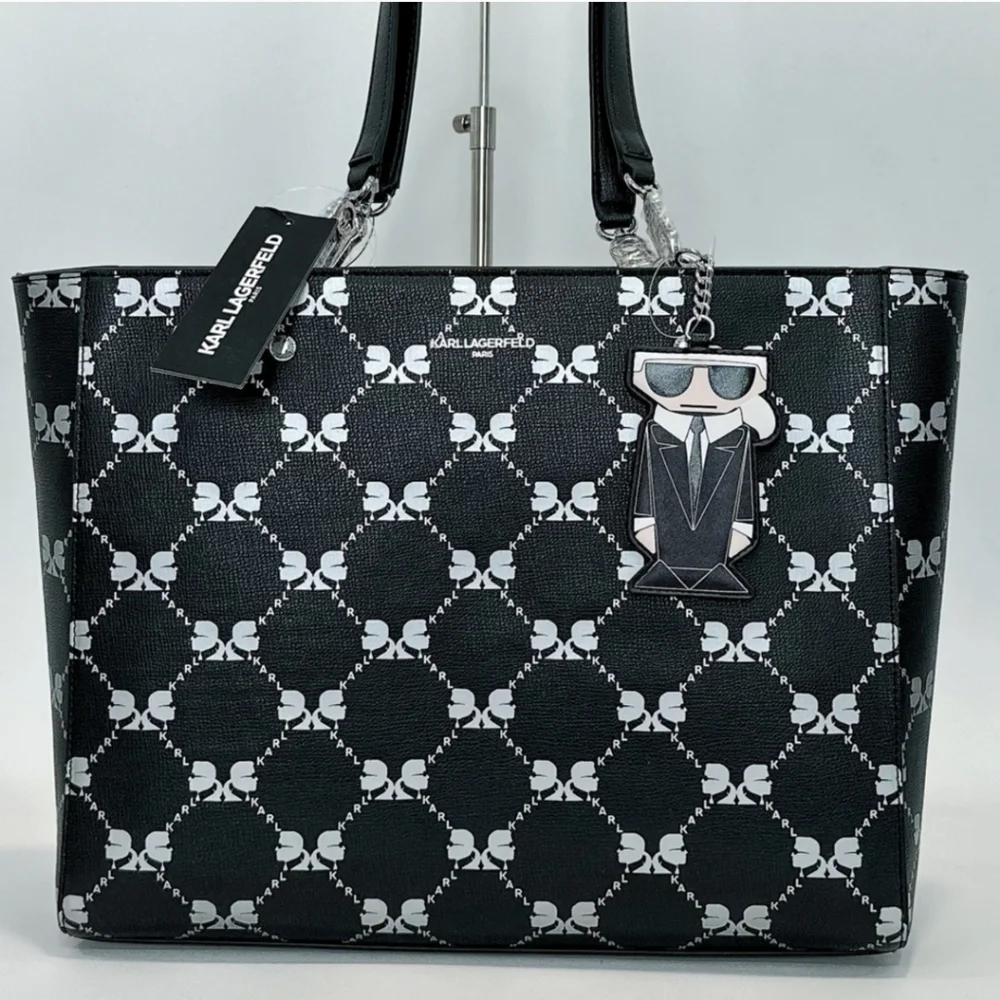 🖤▪️ Karl Lagerfeld▪️ Paris Adele Tote Carryall Bag Signature Print  Black